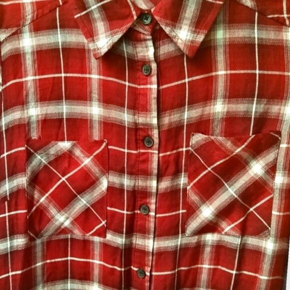 Andree Burgundy & White Plaid Midi Dress. - Picture 2 of 12